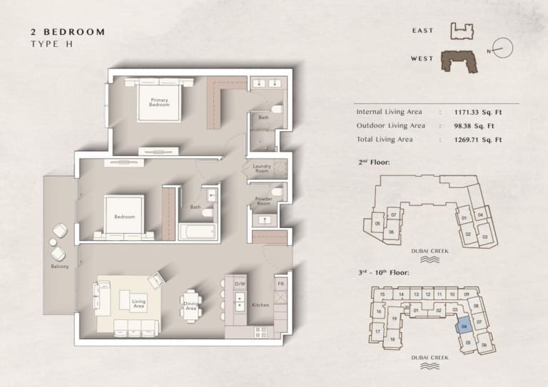 Art Bay West 2 Bedroom Apartment Type H Floor Plan