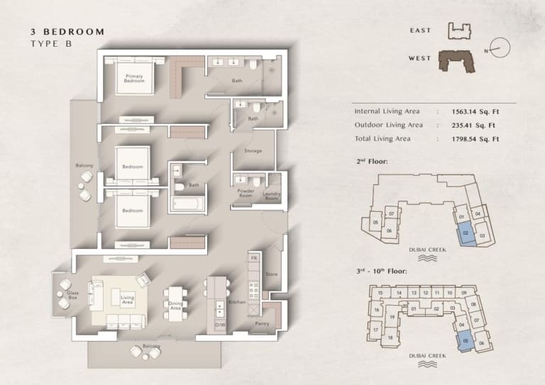 Art Bay West 3 Bedroom Apartment Type B Floor Plan