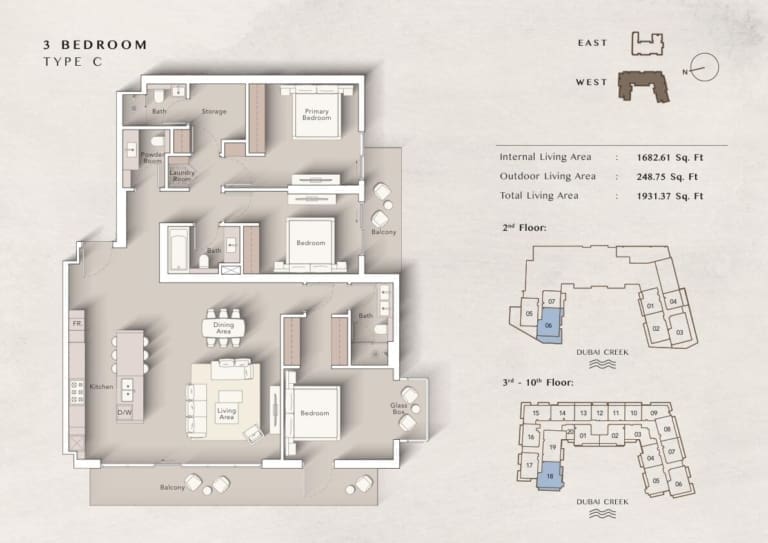 Art Bay West 3 Bedroom Apartment Type C Floor Plan