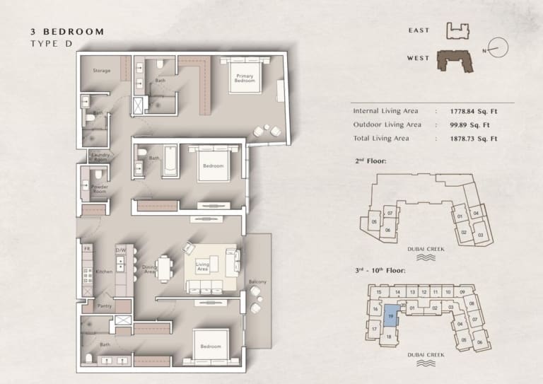 Art Bay West 3 Bedroom Apartment Type D Floor Plan