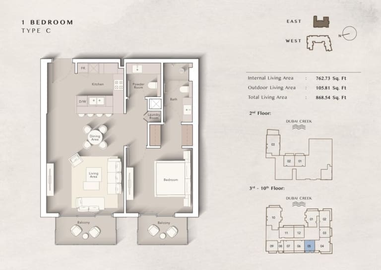 Art Bay 1 Bedroom Apartment Type C Floor Plan