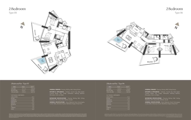 Binghatti Phantom 2 Bedroom Type 5 & 6 Floor Plan