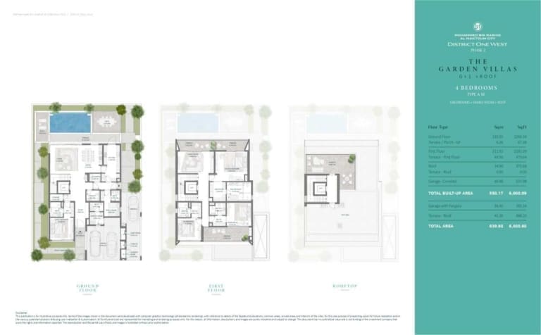 District One West Phase 2 – 4 Bedroom Type A M Garden Villa Floor Plan