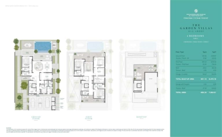 District One West Phase 2 – 4 Bedroom Type C Garden Villa Floor Plan