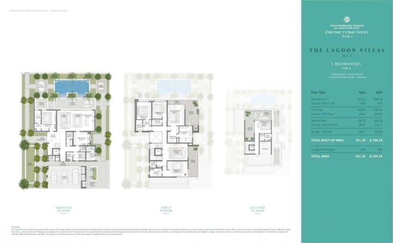 District One West Phase 2 – 5 Bedroom Type B Lagoon Villa Floor Plan