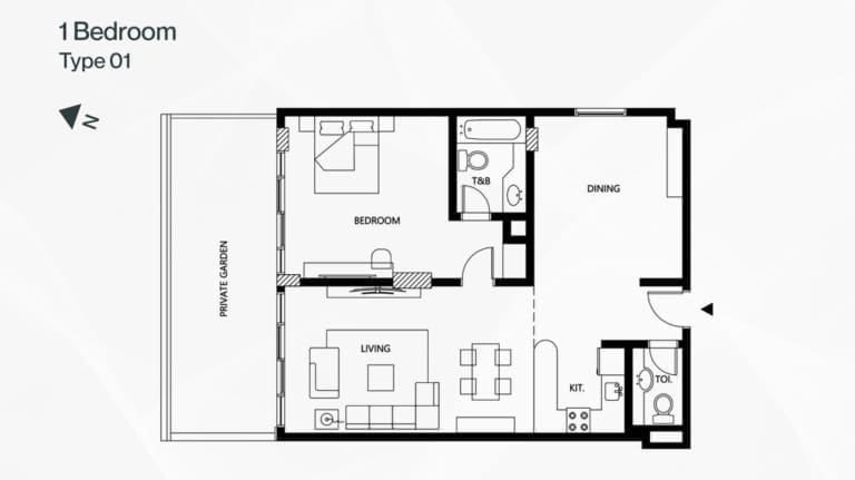 Binghatti Galaxy 1 Bedroom Apartment Type 1-1 Floor Plan