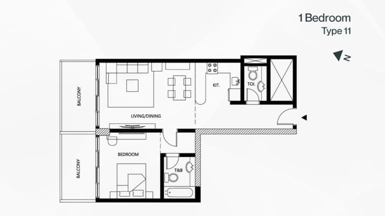 Binghatti Galaxy 1 Bedroom Apartment Type 11 Floor Plan