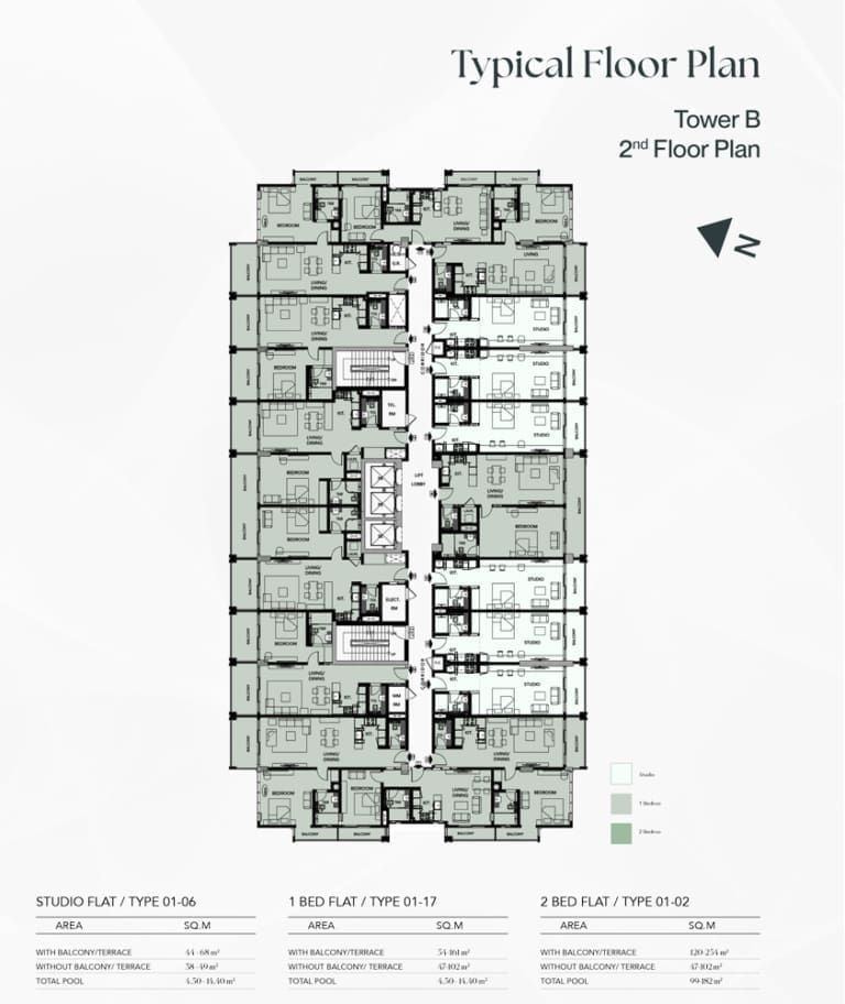 Binghatti Galaxy Tower B 2nd Floor Plan