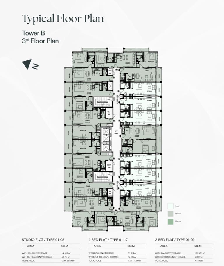 Binghatti Galaxy Tower B 3rd Floor Plan