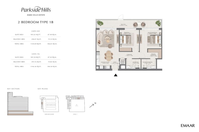 Parkside Hills 2 Bedroom Type 1B Floor Plan