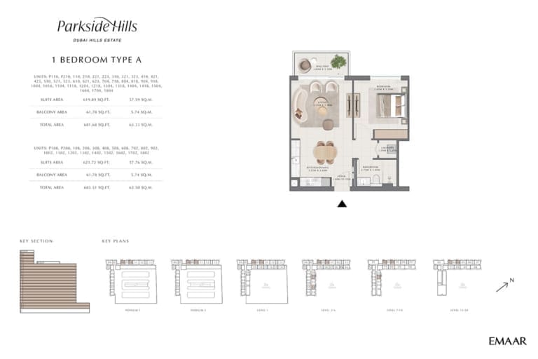 Parkside Hills 1 Bedroom Type A Floor Plan