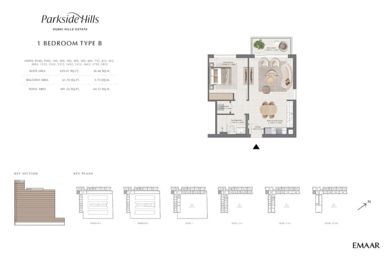 Parkside Hills 1 Bedroom Type B Floor Plan