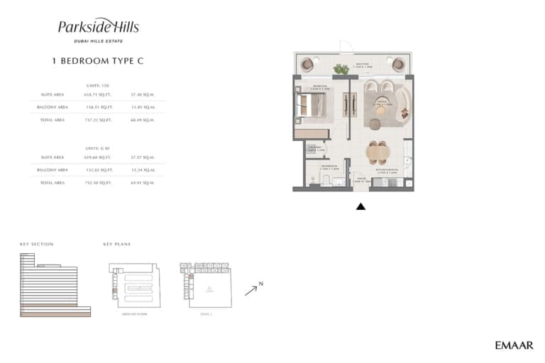 Parkside Hills 1 Bedroom Type C Floor Plan