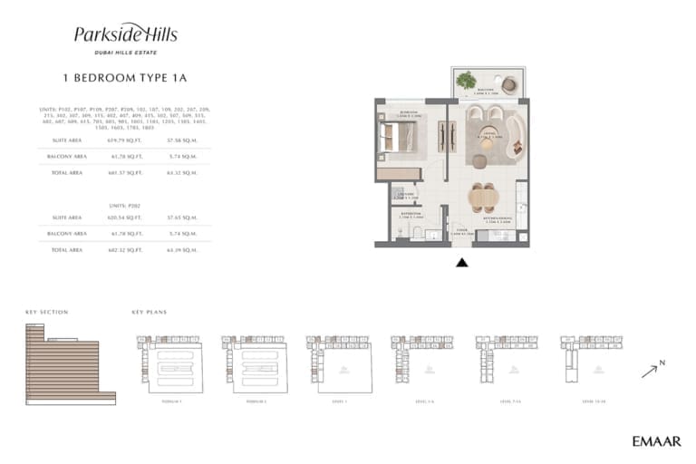 Parkside Hills 1 Bedroom Type 1A Floor Plan