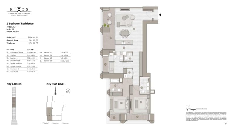 Rixos 2 Bedroom Residence Type 2L1 Unit 02 Floor Plan