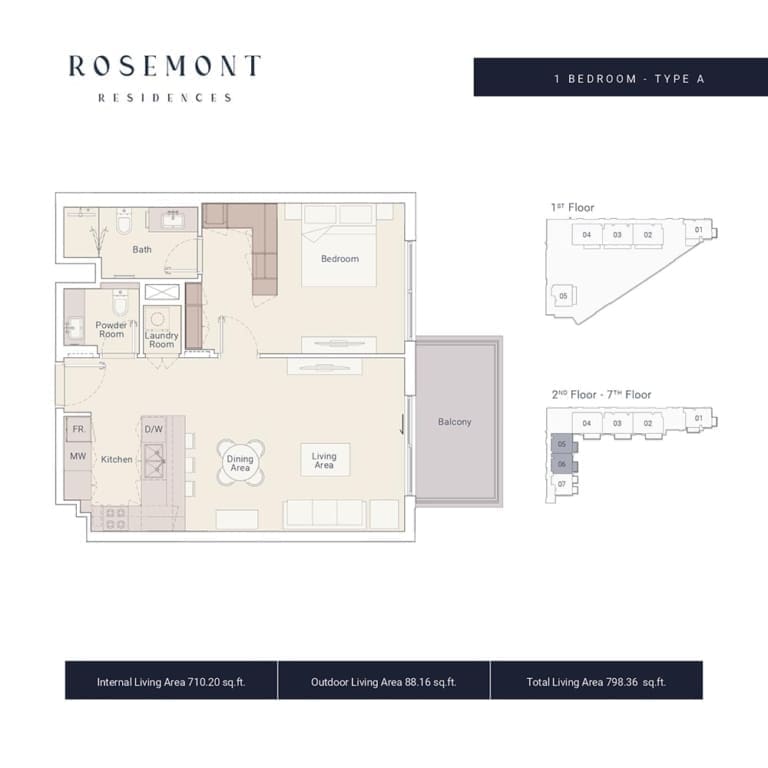 Rosemont Residence 1 Bedroom Apartment Type A Floor Plan