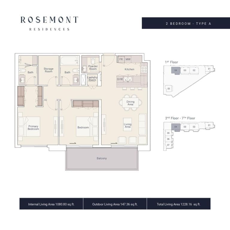 Rosemont Residence 2 Bedroom Apartment Type A Floor Plan
