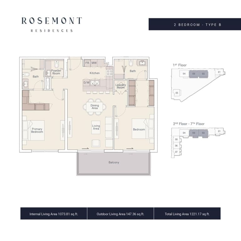 Rosemont Residence 2 Bedroom Apartment Type B Floor Plan