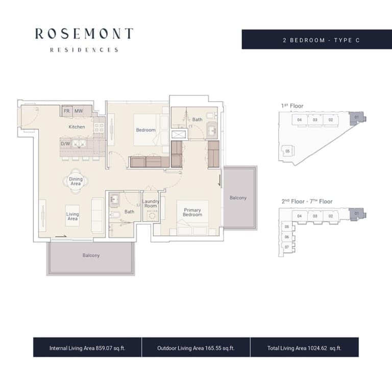 Rosemont Residence 2 Bedroom Apartment Type C Floor Plan