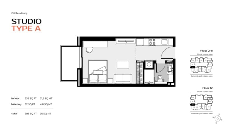 FH Residency Studio Apartment Type A Floor Plan