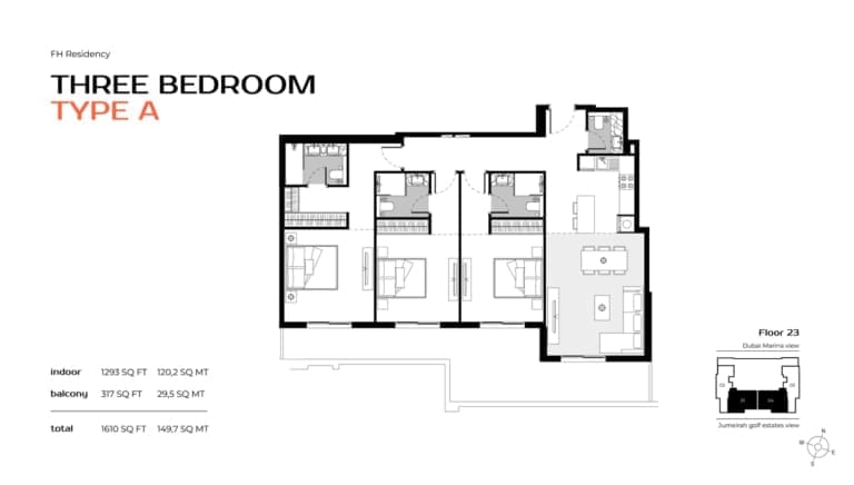 FH Residency 3 Bedroom Type A Floor Plan