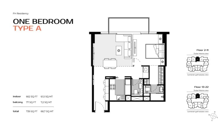 FH Residency 1 Bedroom Type A Floor Plan
