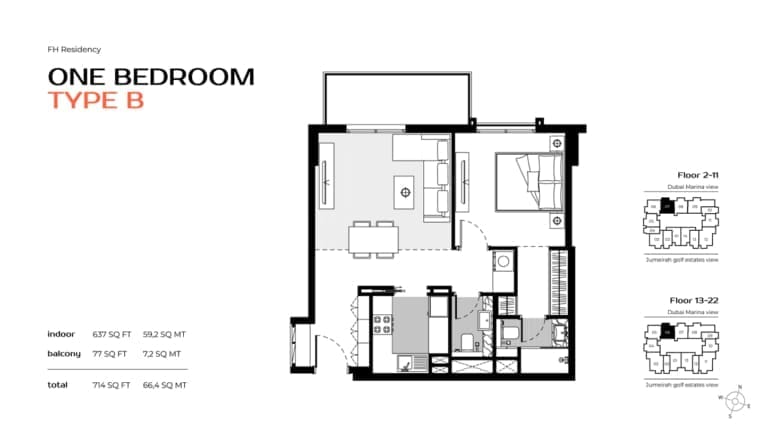 FH Residency 1 Bedroom Type B Floor Plan