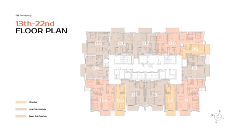 FH Residency 13th to 22nd Floor Plan