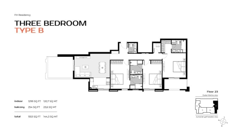 FH Residency 3 Bedroom Type B Floor Plan