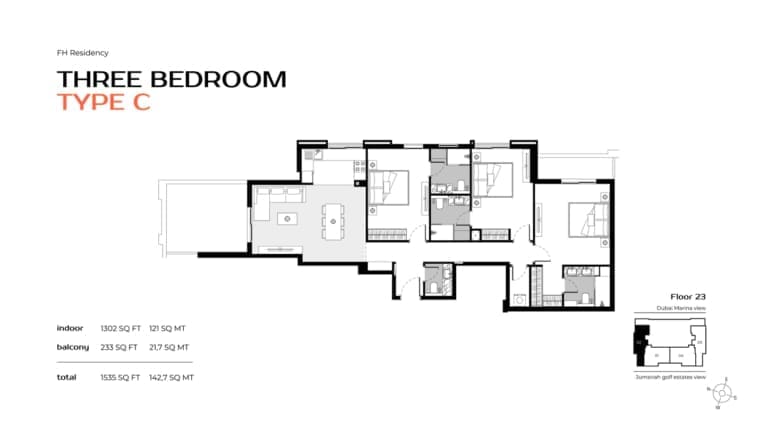 FH Residency 3 Bedroom Type C Floor Plan