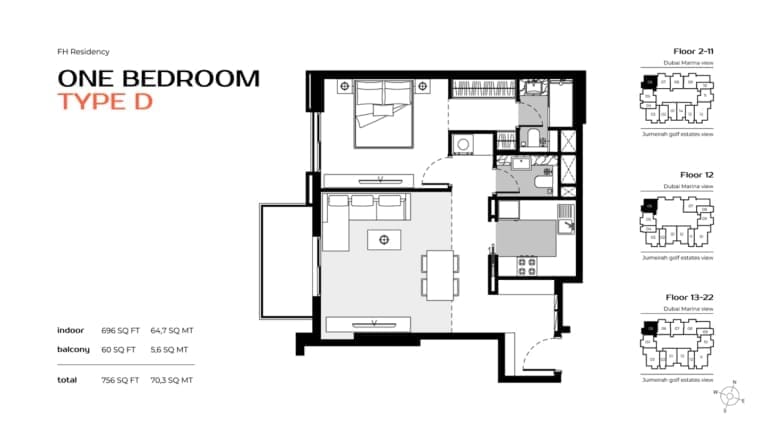 FH Residency 1 Bedroom Type D Floor Plan