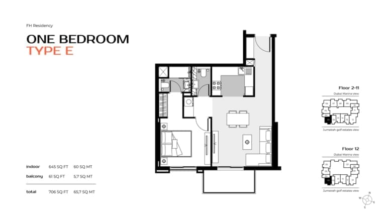 FH Residency 1 Bedroom Type E Floor Plan
