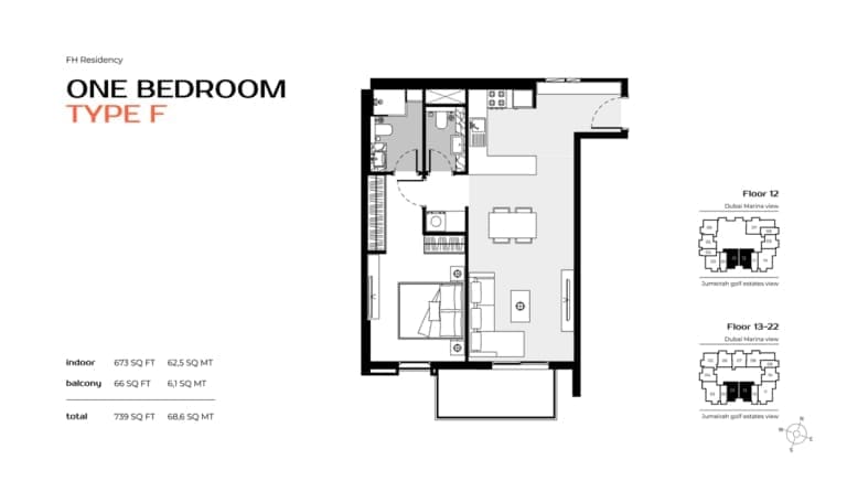 FH Residency 1 Bedroom Type F Floor Plan