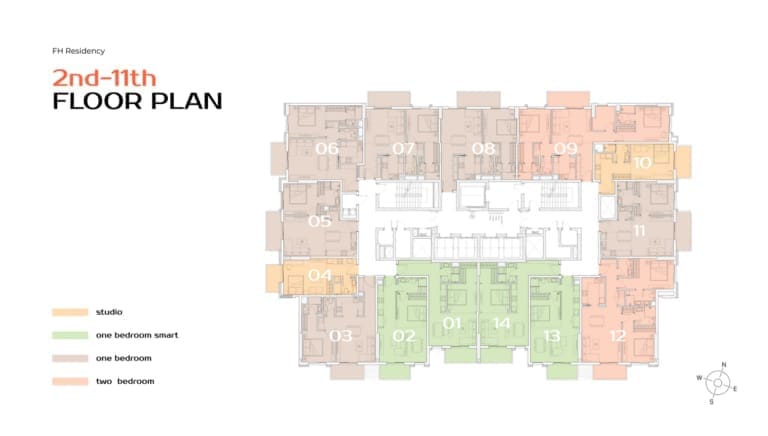 FH Residency 2nd to 11th Floor Plan