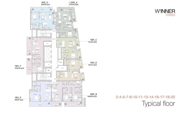 W1NNER Tower Typical Floor Plan – 1