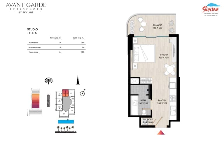 Avant Garde Residences Studio Apartment Type A Floor Plan
