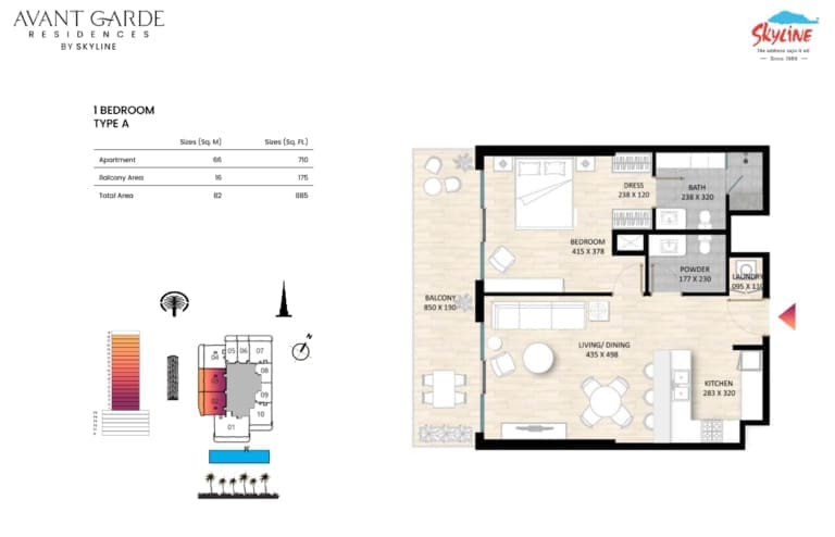 Avant Garde Residences 1 Bedroom Apartment Type A Floor Plan