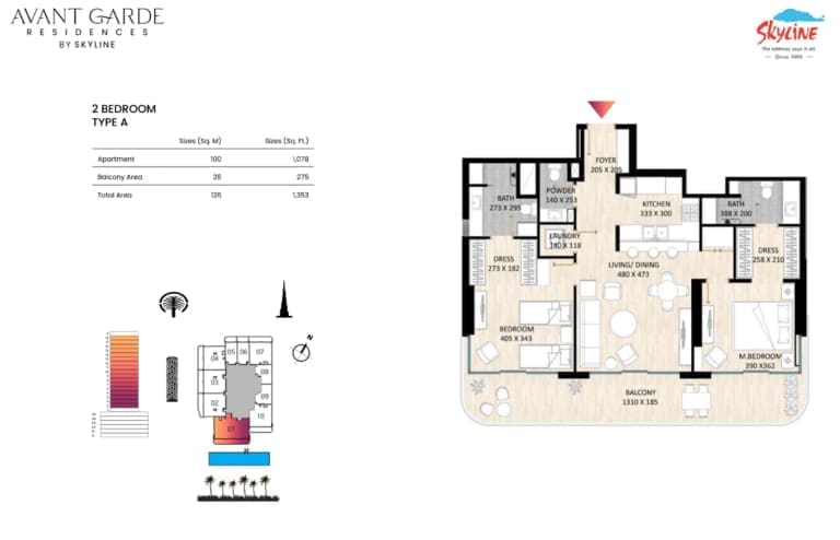 Avant Garde Residences 2 Bedroom Apartment Type A Floor Plan