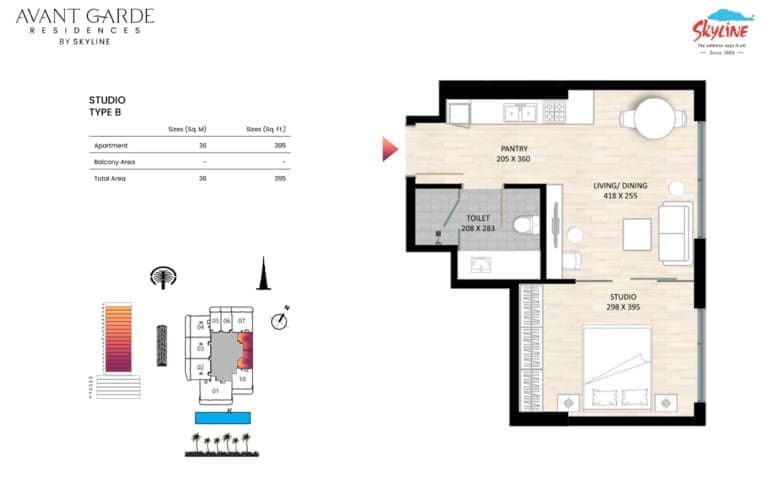 Avant Garde Residences Studio Apartment Type B Floor Plan