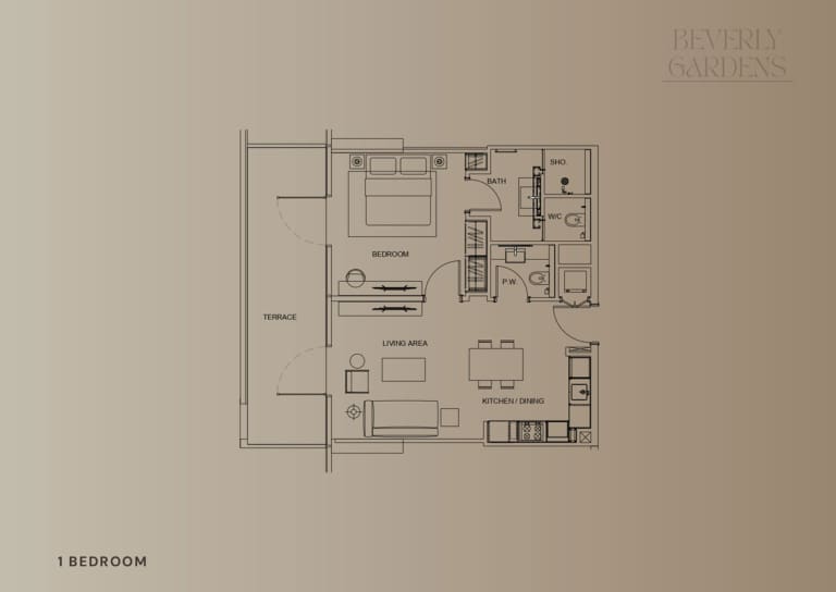 Beverly Gardens 1 Bedroom Apartment Floor Plan
