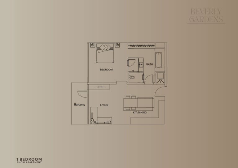 Beverly Gardens 1 Bedroom Show Apartment Floor Plan