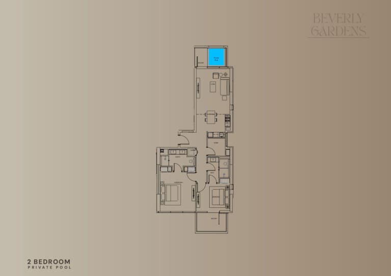 Beverly Gardens 2 Bedroom with Private Pool Apartment -1 Floor Plan