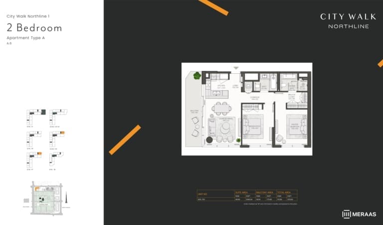 City Walk Northline 1 – 2 Bedroom Apartment Type A.6 Floor Plan