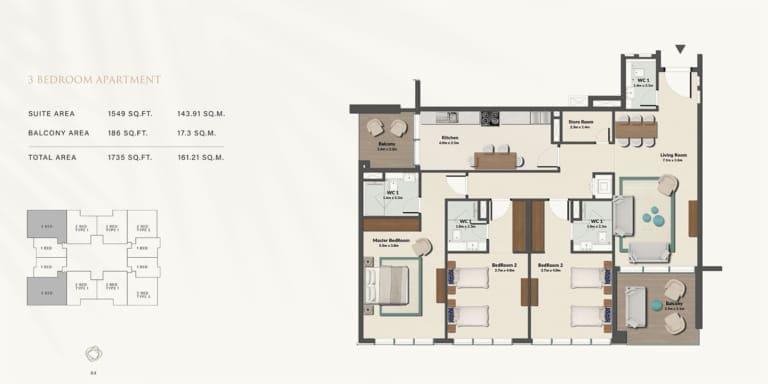 Cresswell Residences 3 Bedroom Apartment Floor Plan