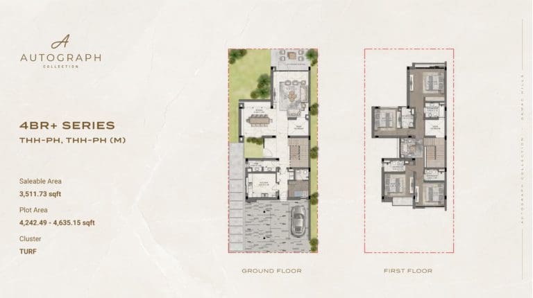 Damac Autograph 4 Bedroom + Series Type THH-PH, THH-PH (M) Floor Plan