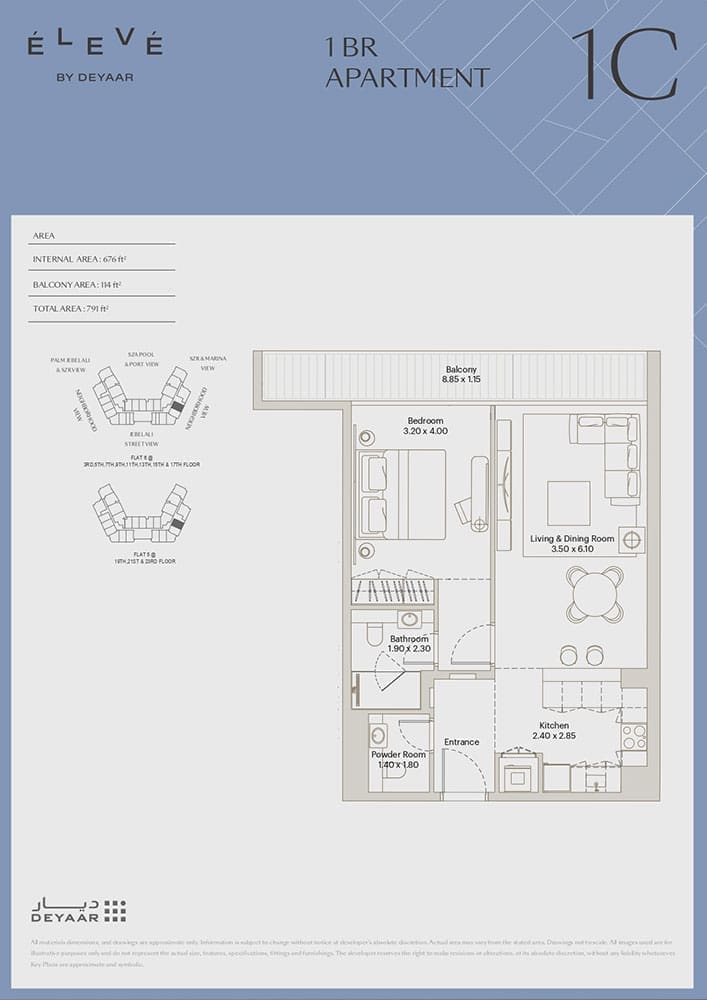 Eleve 1 Bedroom Apartment Type 1C Floor Plan