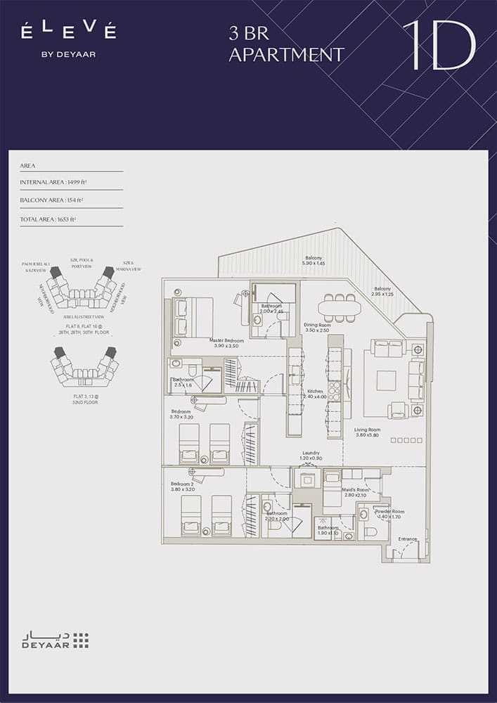 Eleve 3 Bedroom Apartment Type 1D Floor Plan