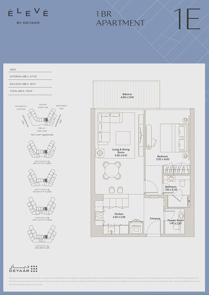 Eleve 1 Bedroom Apartment Type 1E Floor Plan