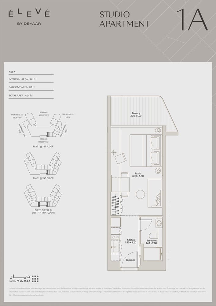 Eleve Studio Apartment Type 1A Floor Plan
