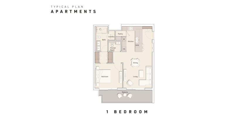 Ellington House 1 Bedroom Apartment Floor Plan